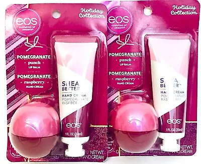 2 Packs EOS Holiday Collection Pomegranate Punch Lip Balm & Raspberry Hand Cream • $23.99