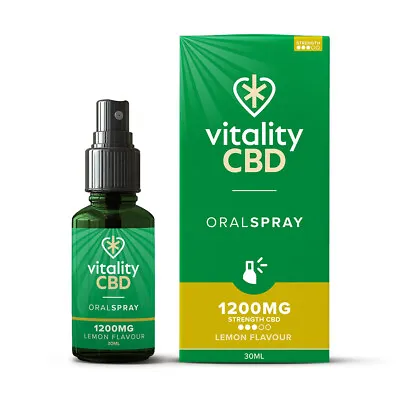 Vitality CBD Oil Oral Spray  600 / 1200 / 2400 / 4800mg Lemon Flavour 30ml • £14.99