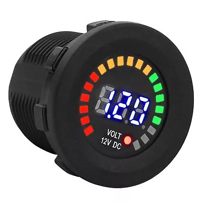 12V Motorcycle Car LED Digital Display Voltmeter Voltage Volt Meter Gauge Black • £6.55