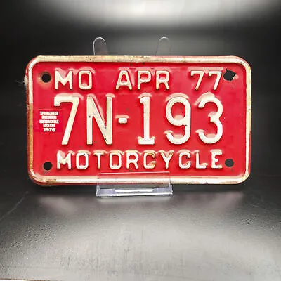Vintage 1977 Springfield Missouri Motorcycle License Plate Sticker Tag • $27.97
