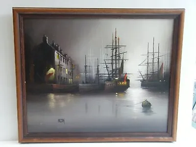 Barry Hilton Signed Original Oil Painting ‘Naval Scene’ Large Seascape • £465