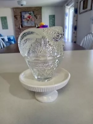Vintage Clear Glass Hen On Nest Trinket Dish • $15