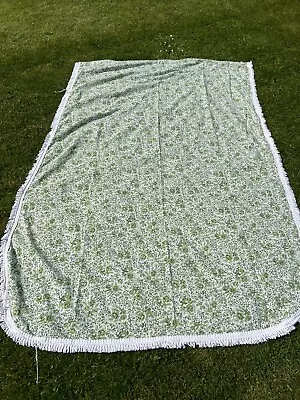 Vintage Marks & Spencer Bedspread Single Green  Floral Pattern Fringed Edge • £19.99