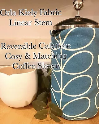 Cafetiere French Press Cover & Coffee Sleeve Cosy - Orla  Kiely Linear Stem • £13.75