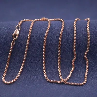 Pure Real 18K Rose Gold Necklace Women 1.8mm Round Box Link Chain 18inchL Au750 • $521.21