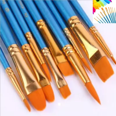 10 Pcs Artists Paint Brush Set Fine Model Making Art Oil Acrylic Watercolour • £3.95