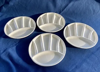 Vintage California Pottery Fondue Plates MCM White Divided • $16.99