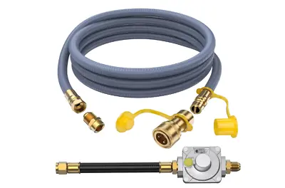 12ft 1/2  ID Low Pressure Natural Gas Conversion Kit Quick Connect Hose & Regul • $54