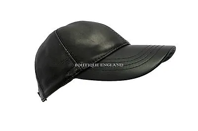 BASEBALL Black Men's Ladies Real Soft Lambskin Leather Hip-Hop Cap Hat  • £19.99