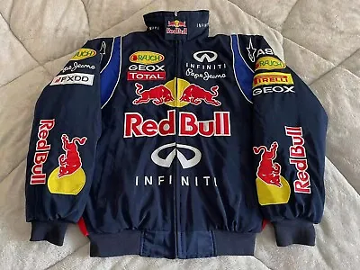 Adults F1 Team Racing Red Bull Embroidery Cotton Padded Zip Racing Jacket Blue • $94.99