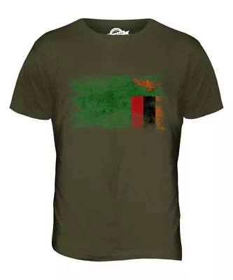 Zambia Distressed Flag Mens T-shirt Top Zambian Shirt Football Jersey Gift • $32