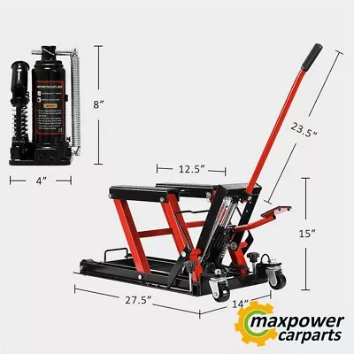 1500 LB Hydraulic Motorcycle ATV Jack Lift Dirt Bikes Quad Repair Max Height 15  • $143.63