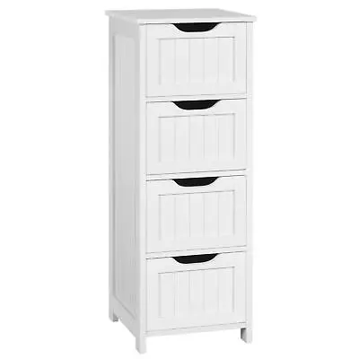 $64.49 • Buy Bathroom Floor Cabinet Wooden Free Standing Storage Side Organizer W/4 Drawers