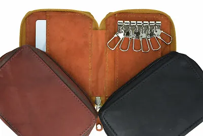 Genuine Leather Keychain Men's Wallet Key Ring  Front Pocket Zip Around • $16.08
