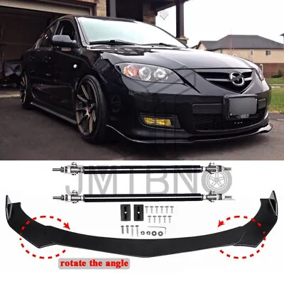 For Mazda 3 2003-2020 Car Front Bumper Lip Splitter Spoiler Kit + Strut Rods Bar • $109.58