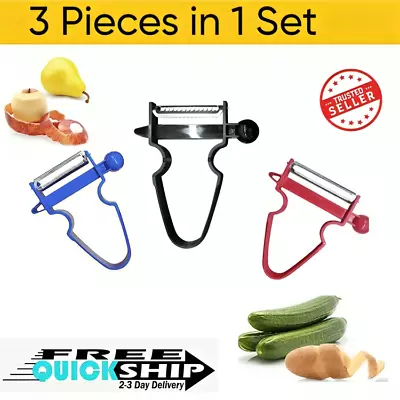 3 PCS Kitchen Peeler Slicer Set Fruit Vegetable Cutter Potato Peeling Tools UK • £1.99