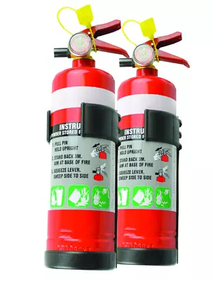 2x 1KG Dry Chemical ABE Fire Extinguisher With Plastic Bracket | 4WD | Home & Ga • $62.99