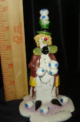 ZAMPIVA Vtg Ceramic Clown Juggler Italy Signed Pottery Figurine Spaghetti Hair  • $25.35