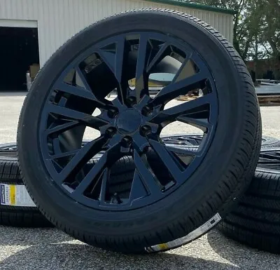 22 Black Chevy Silverado Tahoe Suburban Yukon Sierra Wheels Rims Tires 2021 2020 • $2295