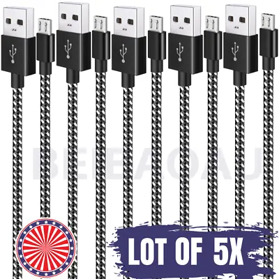 Bulk Lot 5X Micro USB Cable 3/6/10Ft Fast Charger For Samsung Android Charging • $12.99