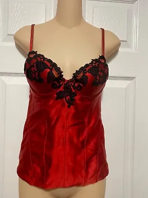La Perla Maison Collection 34B Silk Bustier Red Black Elegant • $499.99