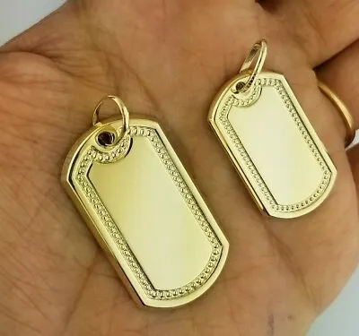 $257.33 • Buy 14k Yellow Gold Custom Engravable ID Tag Dog Tag Pendant Size Large  Size Small