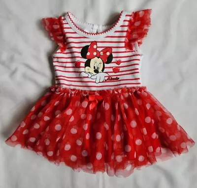 Disney Baby Minnie Mouse Infant Baby Girl's Red/White Bodysuit Tutu 0-3 Months  • $8