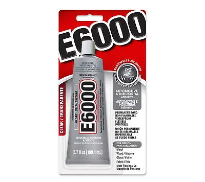 E6000 AUTOMOTIVE & INDUSTRIAL Permanent Adhesive Glue Clear 3.7fl Oz 109.4ml USA • £14.95