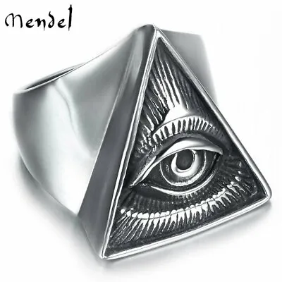 $10.99 • Buy MENDEL Mens Illuminati Triangle All Seeing Eye Of Providence Ring Men Size 7-15