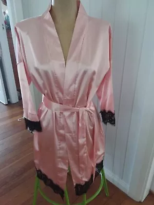 $19.99 • Buy NEW Dressing Gown / Robe Short ,Sz L Apricot Lace,Ex Cond