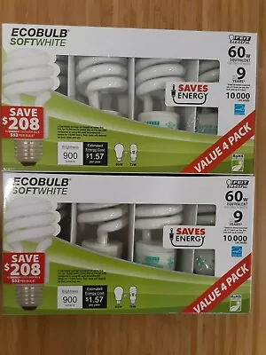 8 NEW Feit Electric Ecobulb 13W 60W  Soft White Spiral CFL Bulbs Esl13T/4       • $21.99