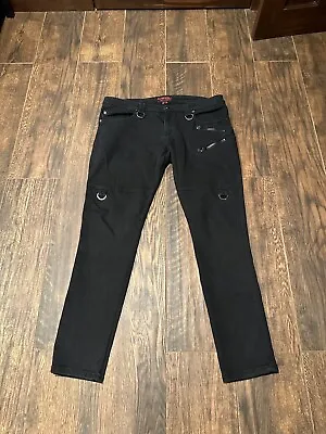 Tripp NYC Pants Mens Size 38 Black Slim Fit Goth Rave Punk Zippers Y2K • $63.99