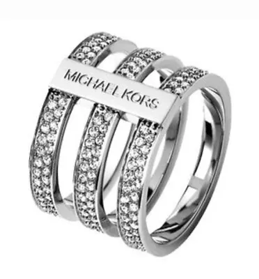 NWT Michael Kors Tri Stack Open Pave Bar Ring Sz 6 • $75