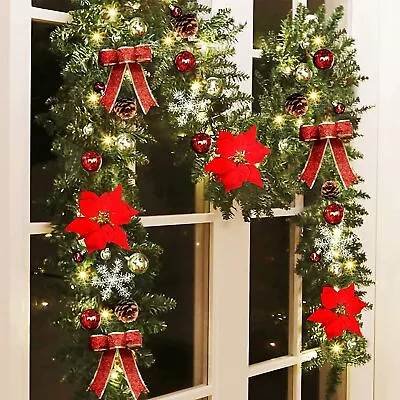 9ft Pre-Lit Christmas Garland Battery Operated LED Lights Festive Holiday Decor • $61.19