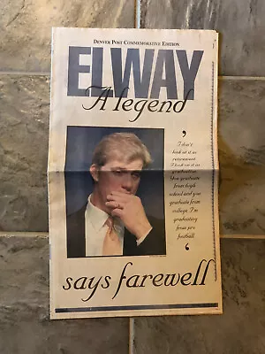 1999 Denver Broncos Football Newspaper.  John Elway Retirement • $19.99