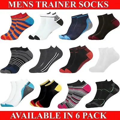 Mens Trainer Socks Sports Ankle Liner Invisible Low Cut Cotton Socks Size 6-11 • £4.79