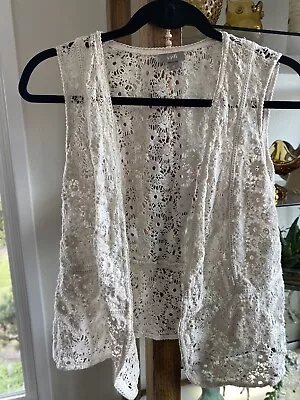 Crochet Floral Vest Boho J Jill Ivory Sz M NWOT Cute Spring Summer • $22