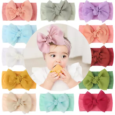 Baby Rabbit Headband Cotton Elastic Bowknot Hair Band Girls Bow Knot Newborn Kid • £1.19