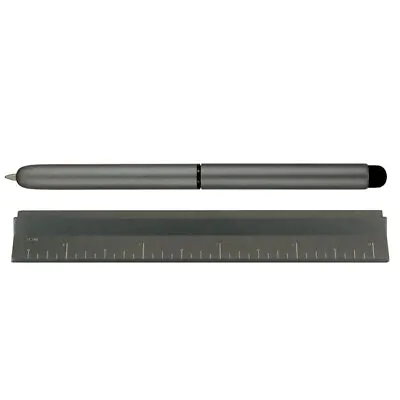 Monteverde Calibra 4 In 1 Desk Set Ballpoint Pen Stylus Ruler Stand - Grey • $8.95