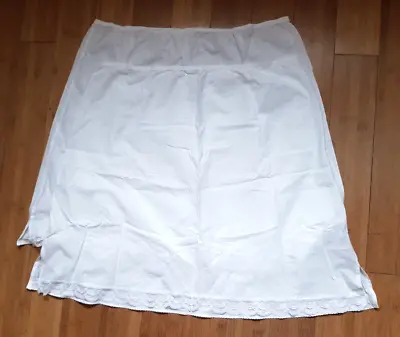 M&S 2 White Cotton Underskirts Half Slips Front Lace Hem Size 22 23  Long  BNWOT • £9.95