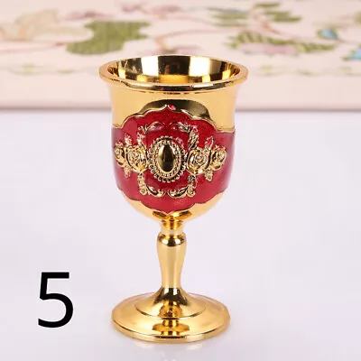 2x Metal Altar Chalice Goblet Wine Cup Glasses Wicca Church Baptism Gold Vintage • $12.54