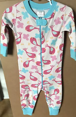 Hanna Andersson Pjs Pink Birds With Pink And Blue Butterflies  Sz 9-18 Mo EU 70 • $12.50