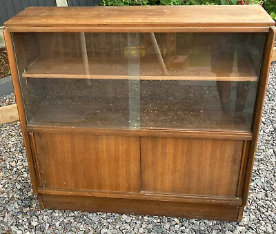 Vintage 1950’s G Plan Angled Cabinet With Sliding Cupboard & Glass Doors-E.Gomme • £35