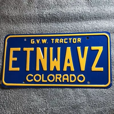 G V W Tractor Colorado Vanity License Plate ETNWAVZ Eating Waves Of Grain • $27.16