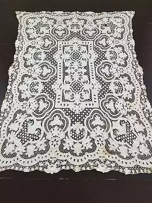 Vintage Point De Venise Needle Lace Banquet Tablecloth 197x146cm • $186.77