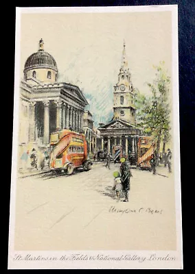 Postcard Artist Signed Marjorie Bates St Martins In The Fields National Gallery • $4.99