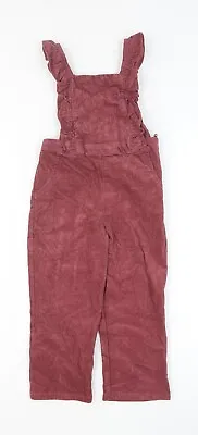 £3.75 • Buy Marks And Spencer Girls Red Cotton Dungaree One-Piece Size 3-4 Years Zip