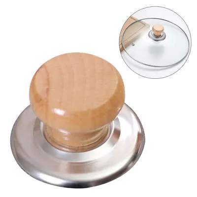 £12.59 • Buy Pot Lid Handle Flat Solid Wooden Pan Top Cover Knob Replacement Kitchen Gadgets.
