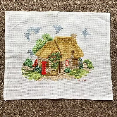 Thatched Country Cottage FINISHED Counted Cross Stitch Picture Craft Sewing F147 • £9.94