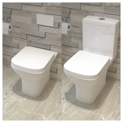 AICA Bathroom Back To Wall&Close Coupled Toilet Soft Close Seat Short Projection • £129.97